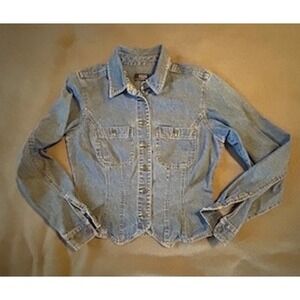 Crazy Horse Liz Claiborne Company Denim Jean Jacket Light Wash Button Up Size S